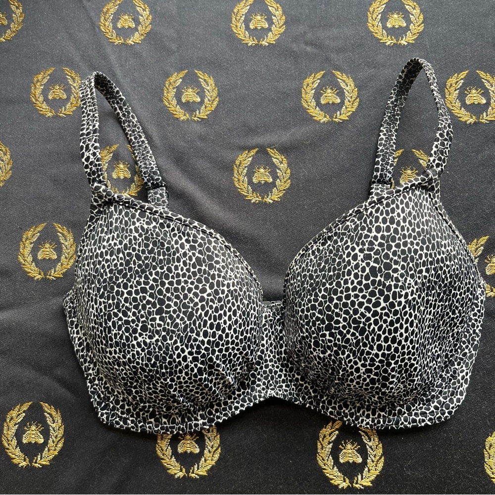 Black white snakeskin bikini swim top